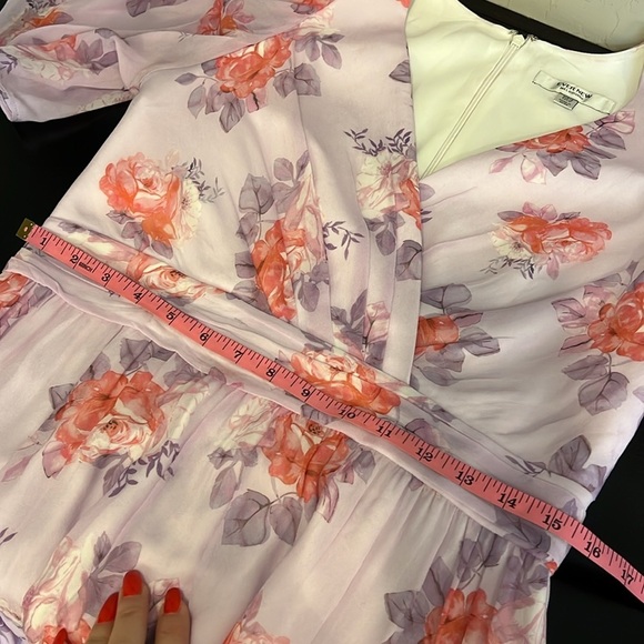 Ever New Melbourne lavender floral mini dress tiered, tulip sleeve size 8 US - Picture 11 of 15